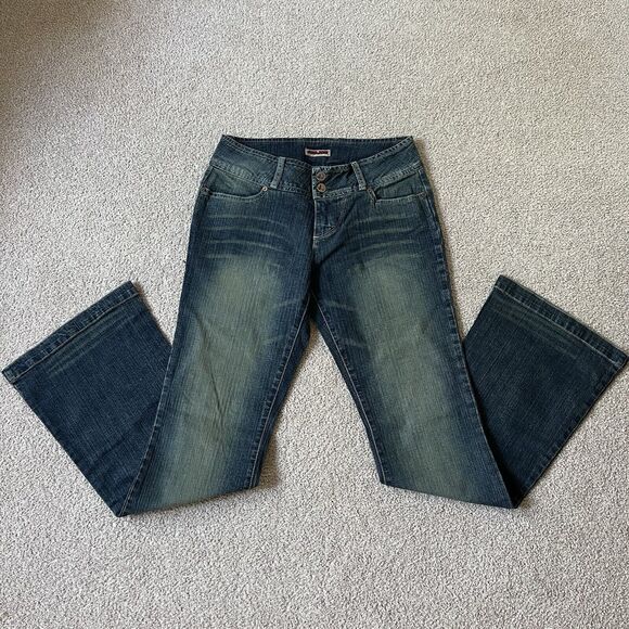 Vintage Y2K Joujou Flare Wide Leg Low Rise Jeans Juniors 9/10 - Picture 1 of 7